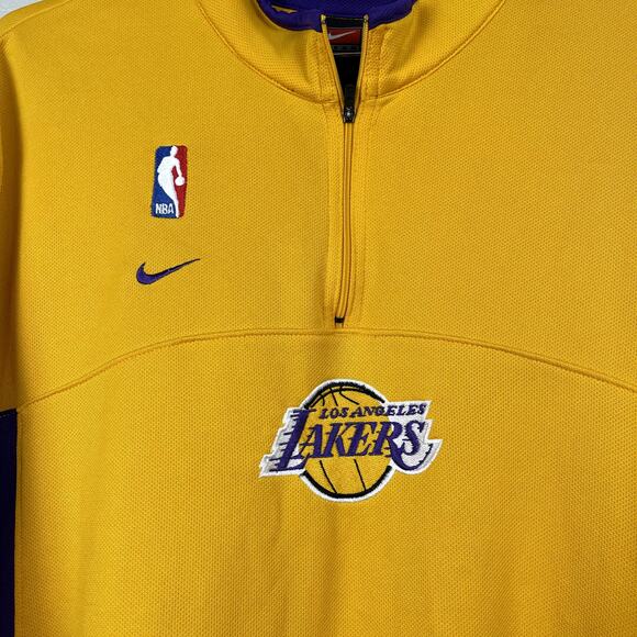 VTG Nike Team NBA Los Angeles Lakers Warmup Jersey XXL Yellow Purple LA Y2K - Picture 6 of 15